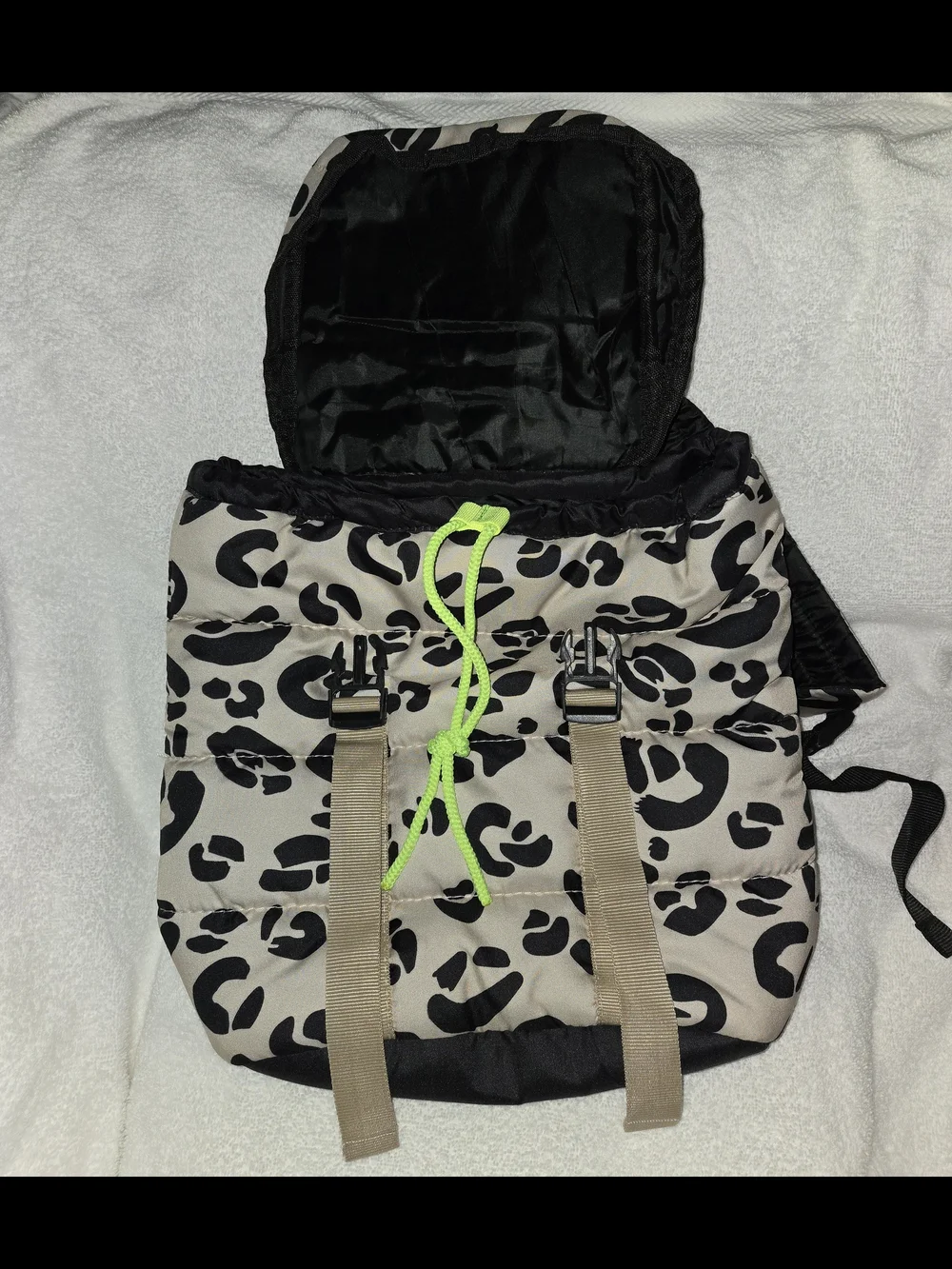 Black & Cream Leopard-Print Backpack - Unbranded